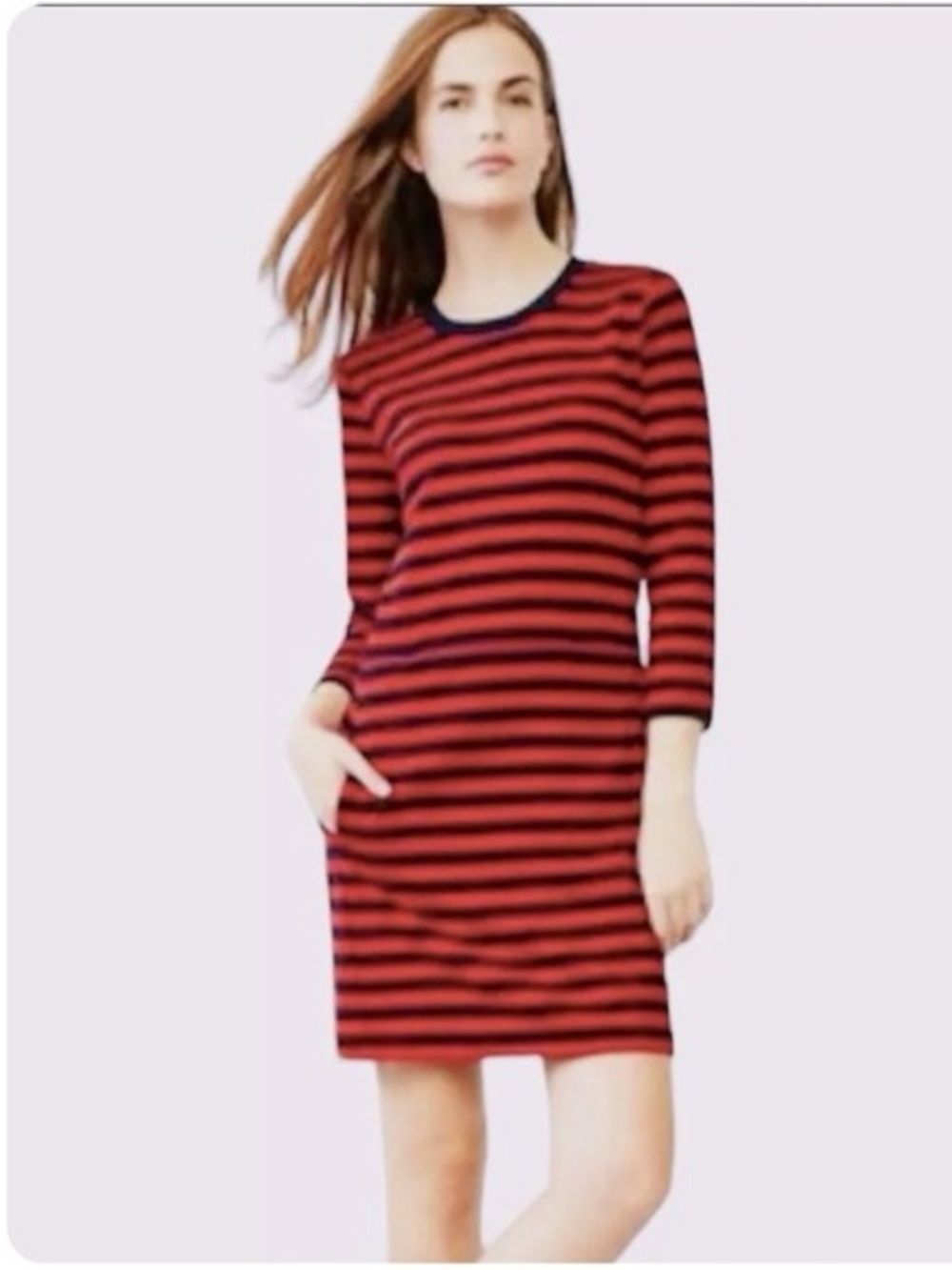 GAP Red and Navy Striped Mini Dress with Scoop Neck